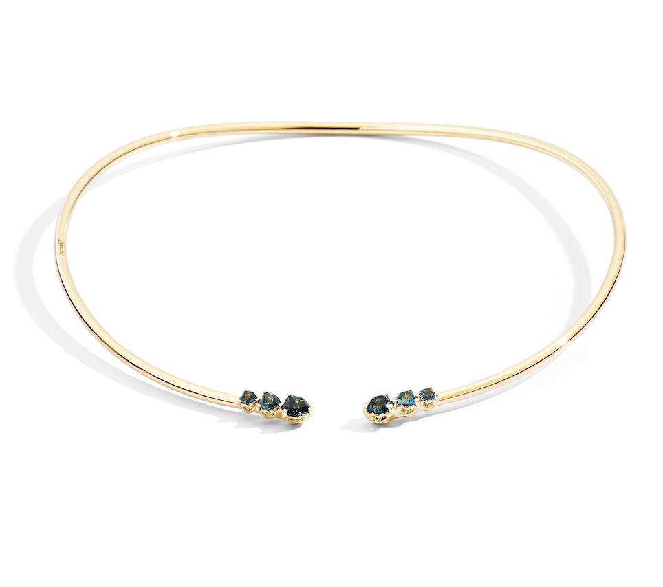 Recarlo More 18ct Yellow Gold Blue Topaz Necklace REC-123 Image 1
