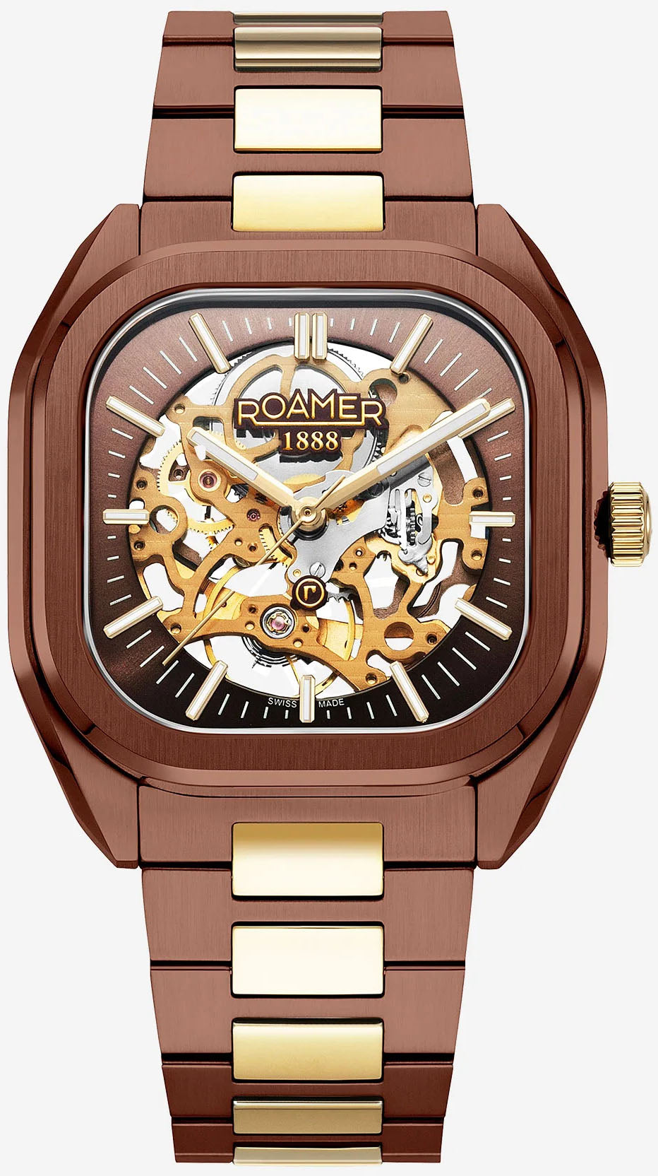 Roamer Mechano Brown Skeleton Watch 985986 43 65 20 Image 1