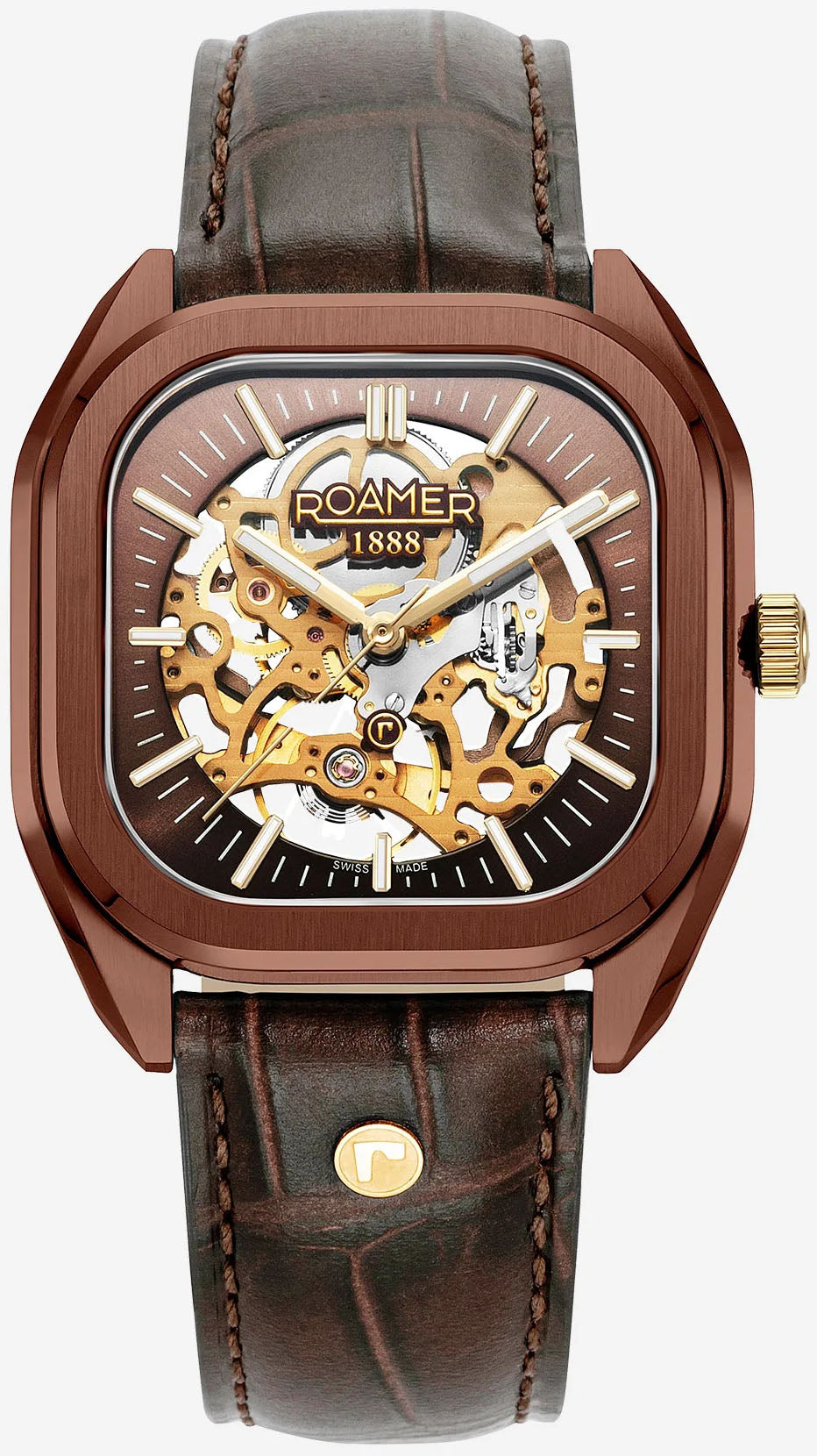 Roamer Mechano Brown Skeleton Watch 985986 43 65 20 Image 2