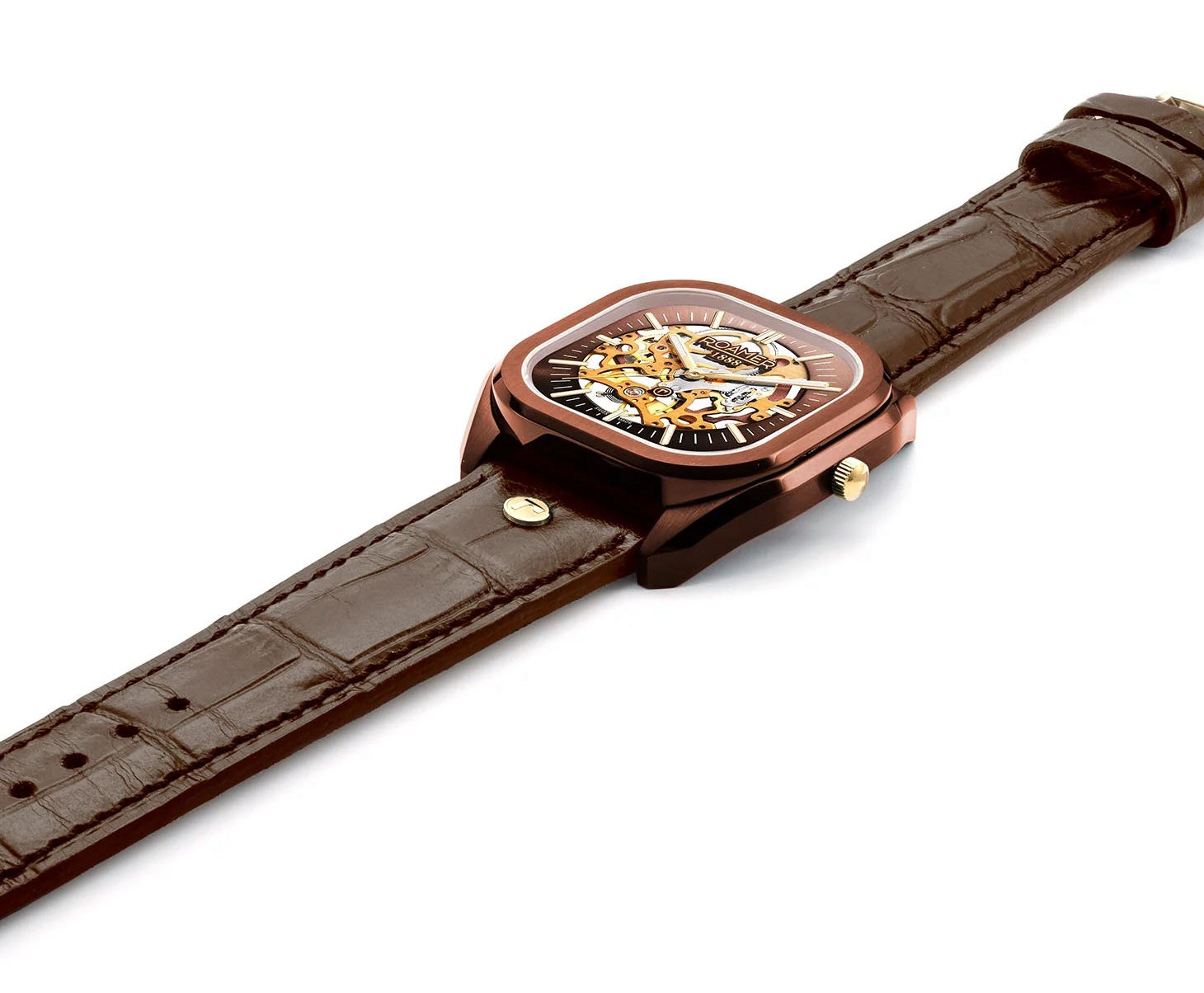 Roamer Mechano Brown Skeleton Watch 985986 43 65 20 Image 6