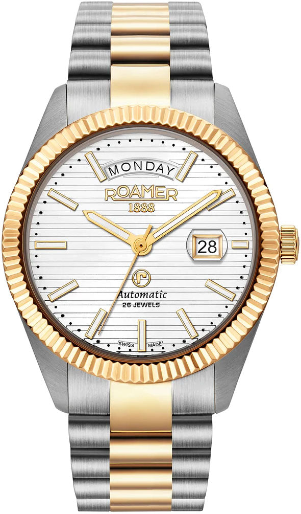 Roamer Primeline Daydate II White Watch 981666 47 25 50 Image 1
