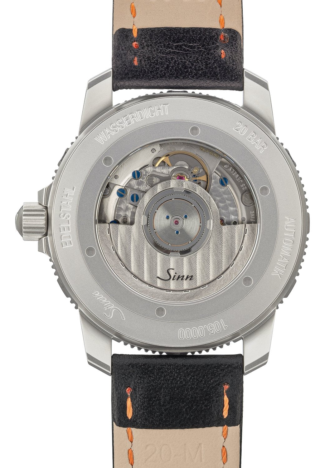 Sinn 105 St Sa UTC Leather Watch 105.020 COWHIDE ORANGE STITCH Image 2