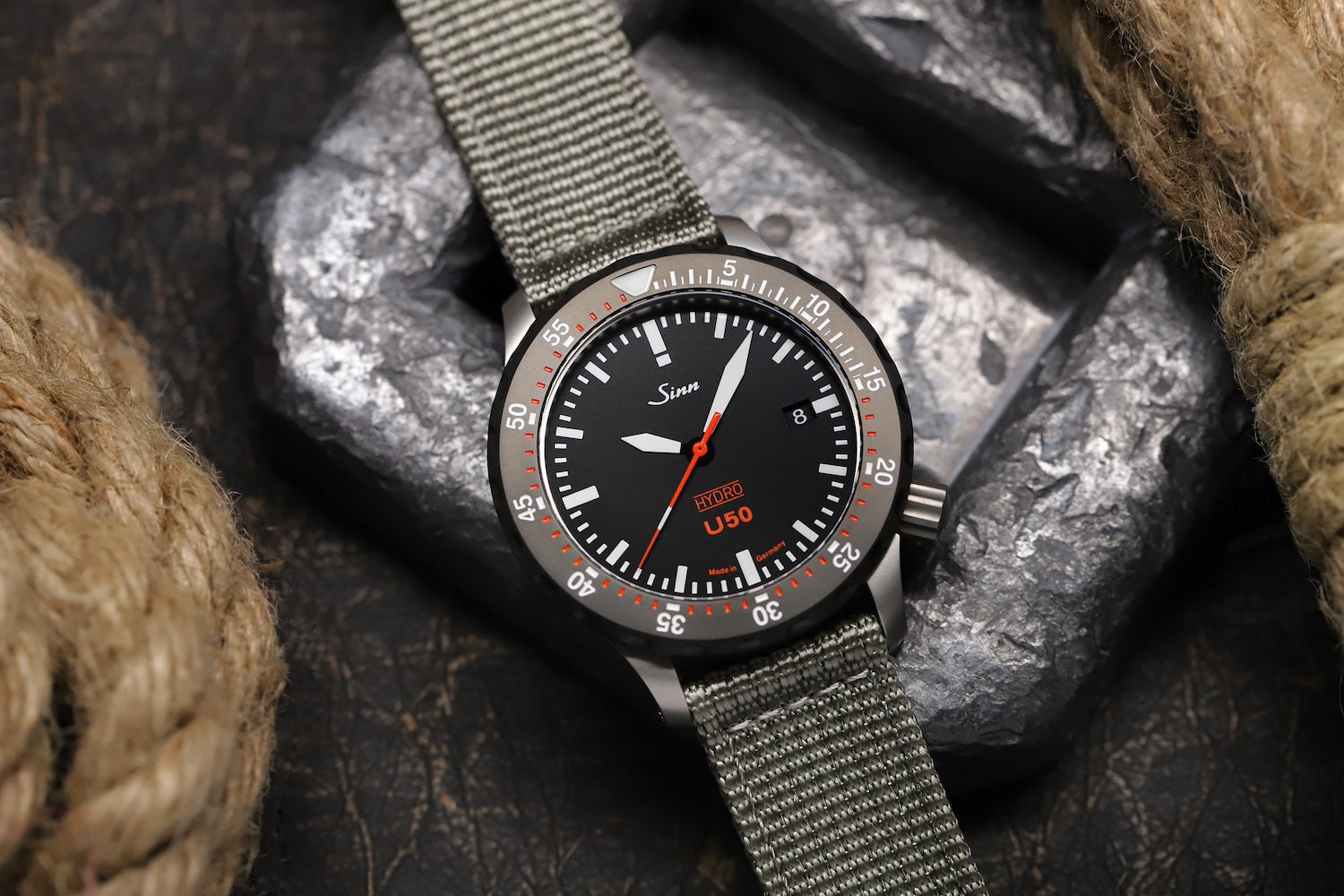 Sinn U50 Hydro SDR Textile Olive Grey Watch 1051.040 Leather Image 7
