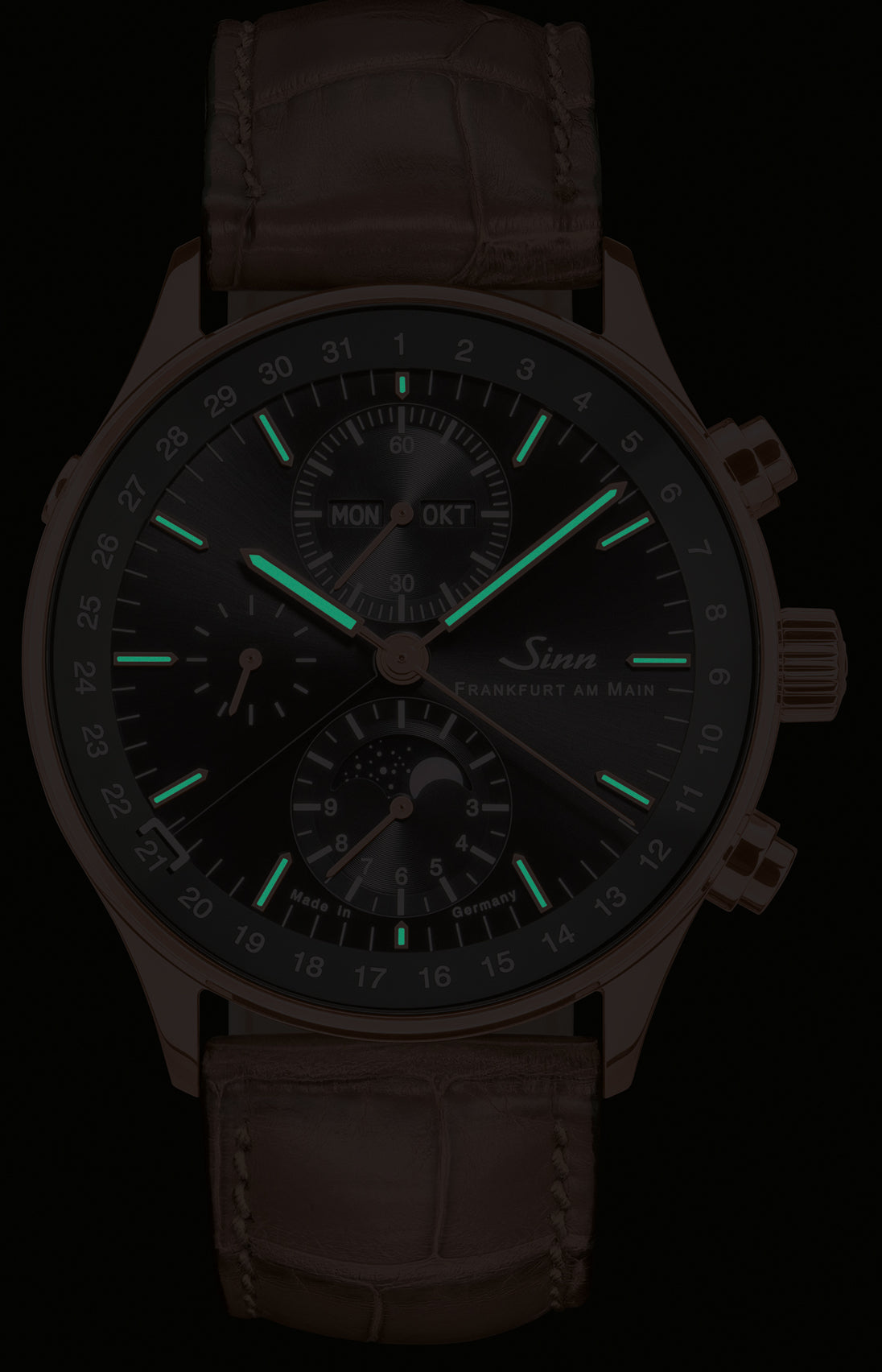 Sinn Watch Frankfurt Financial District 6012 Rose Gold Anniversary Limited Edition 6012.021 Alligator Black Image 3