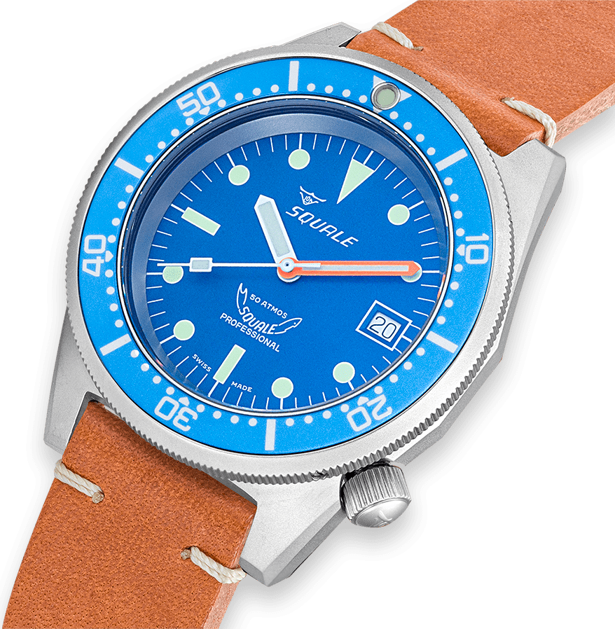 Squale 1521 Blue Blasted Leather Watch 1521BLUEBL.PC Image 3