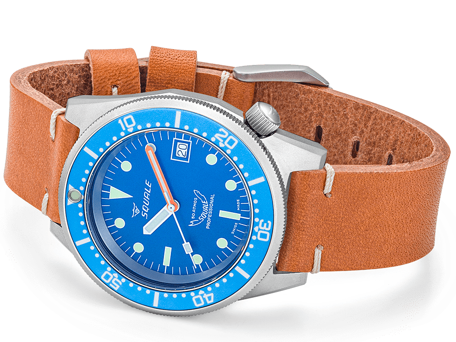 Squale 1521 Blue Blasted Leather Watch 1521BLUEBL.PC Image 4