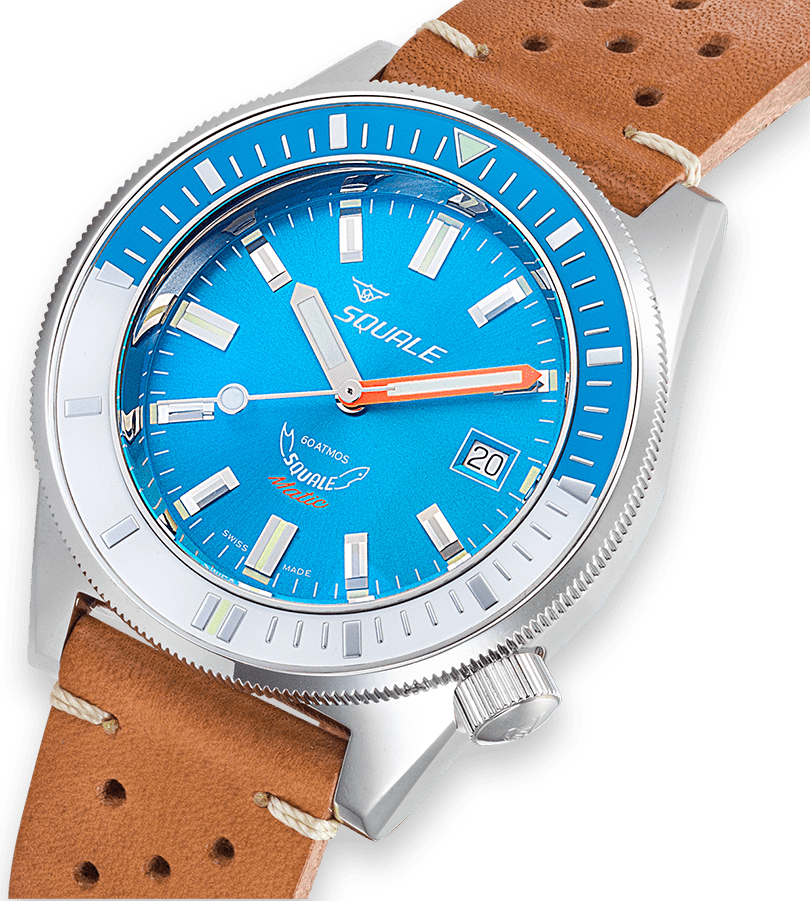 Squale Matic Light Blue Leather Watch MATICXSE.PTC Image 3