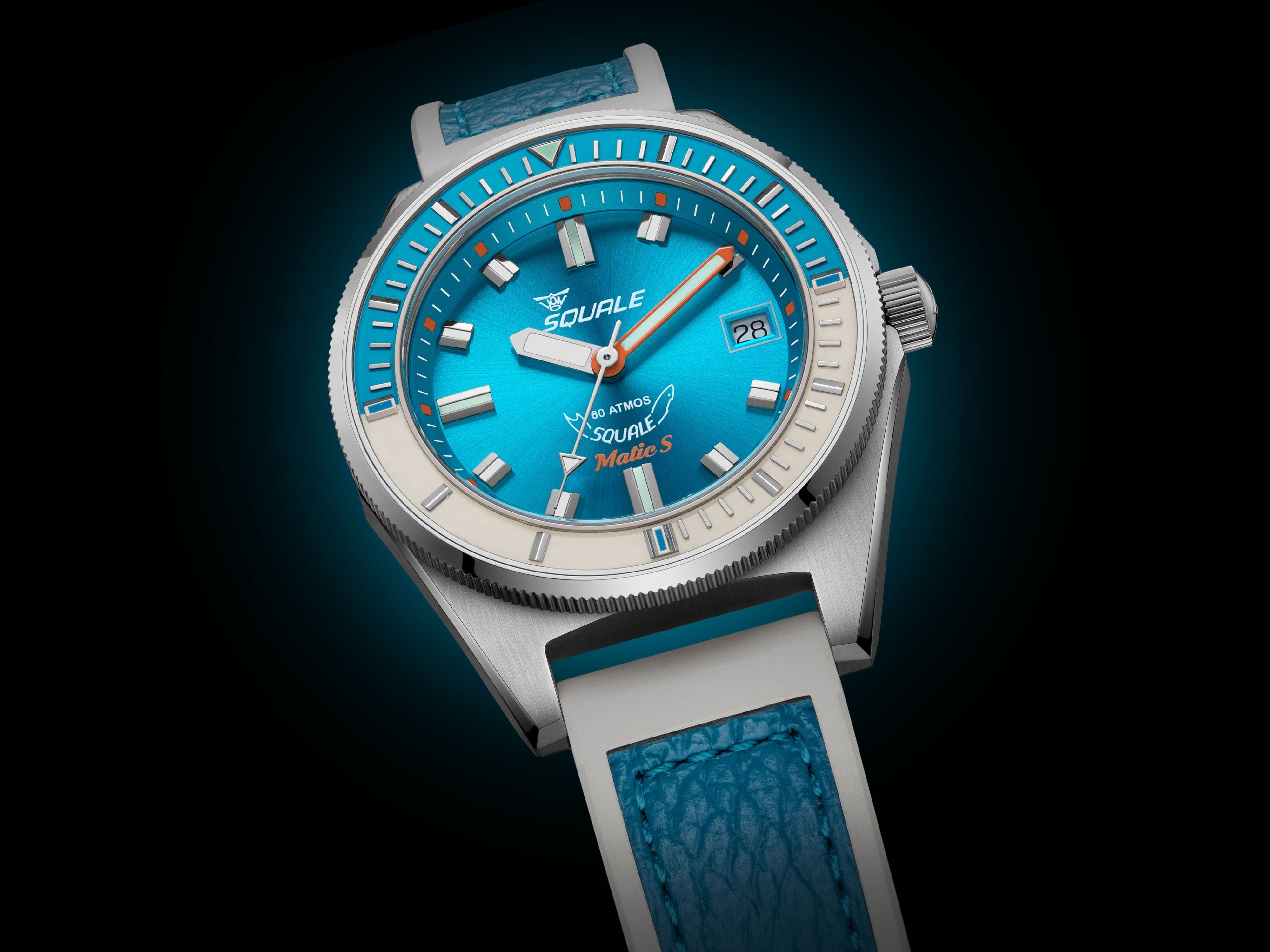Squale Matic S Light Blue HydroLeather Watch MATICLBWLB.RLWLB Image 11