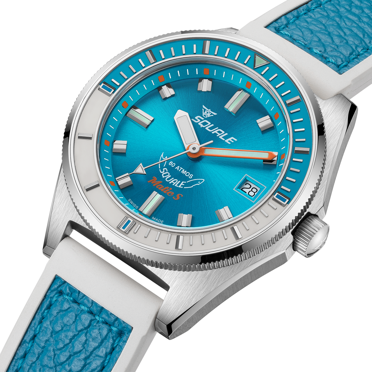Squale Matic S Light Blue HydroLeather Watch MATICLBWLB.RLWLB Image 4