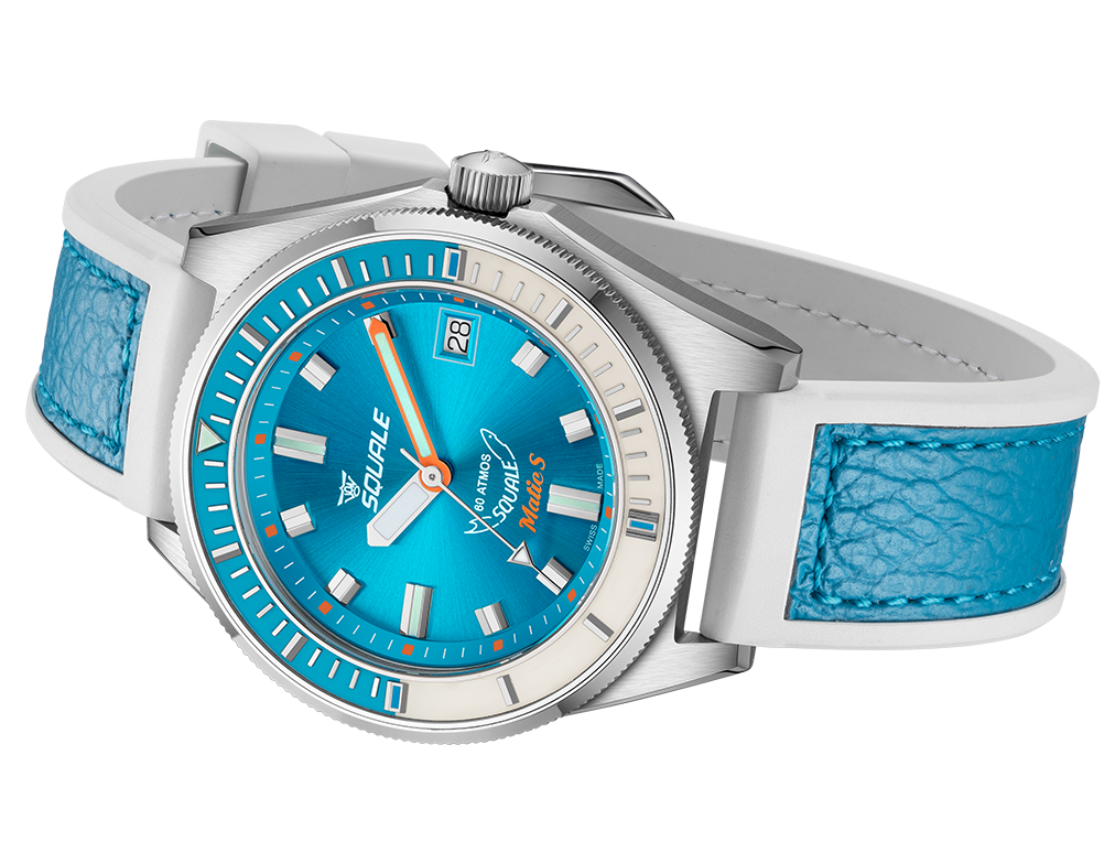Squale Matic S Light Blue HydroLeather Watch MATICLBWLB.RLWLB Image 6