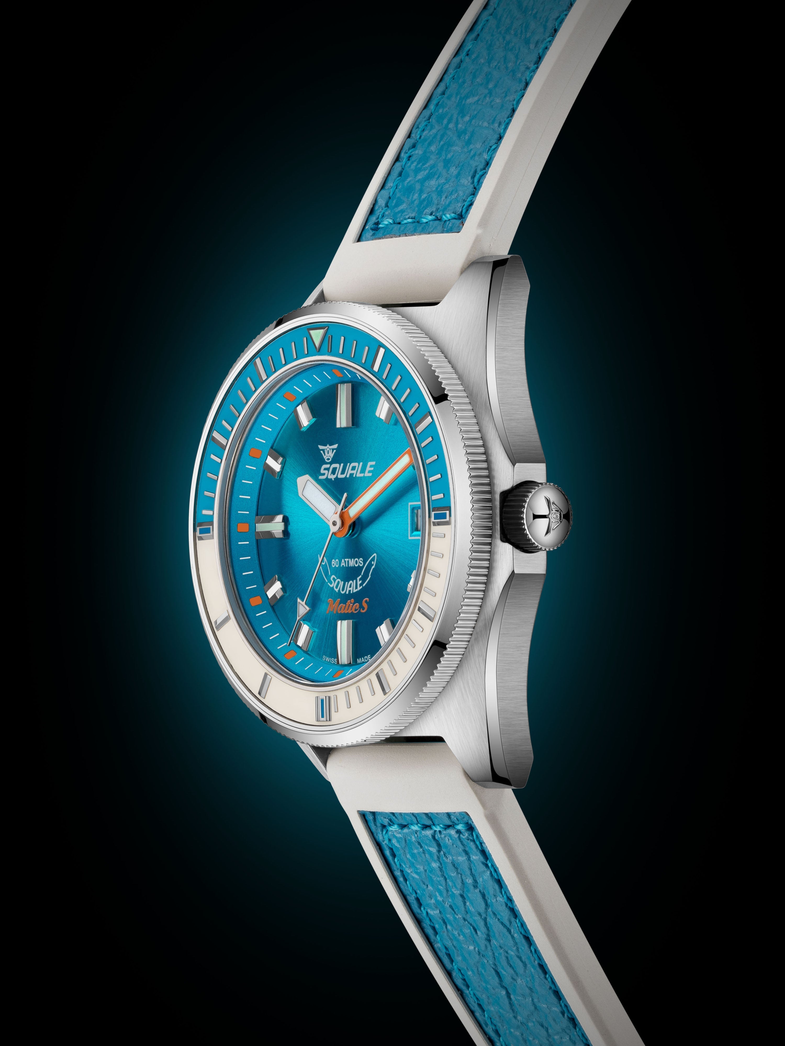 Squale Matic S Light Blue HydroLeather Watch MATICLBWLB.RLWLB Image 8