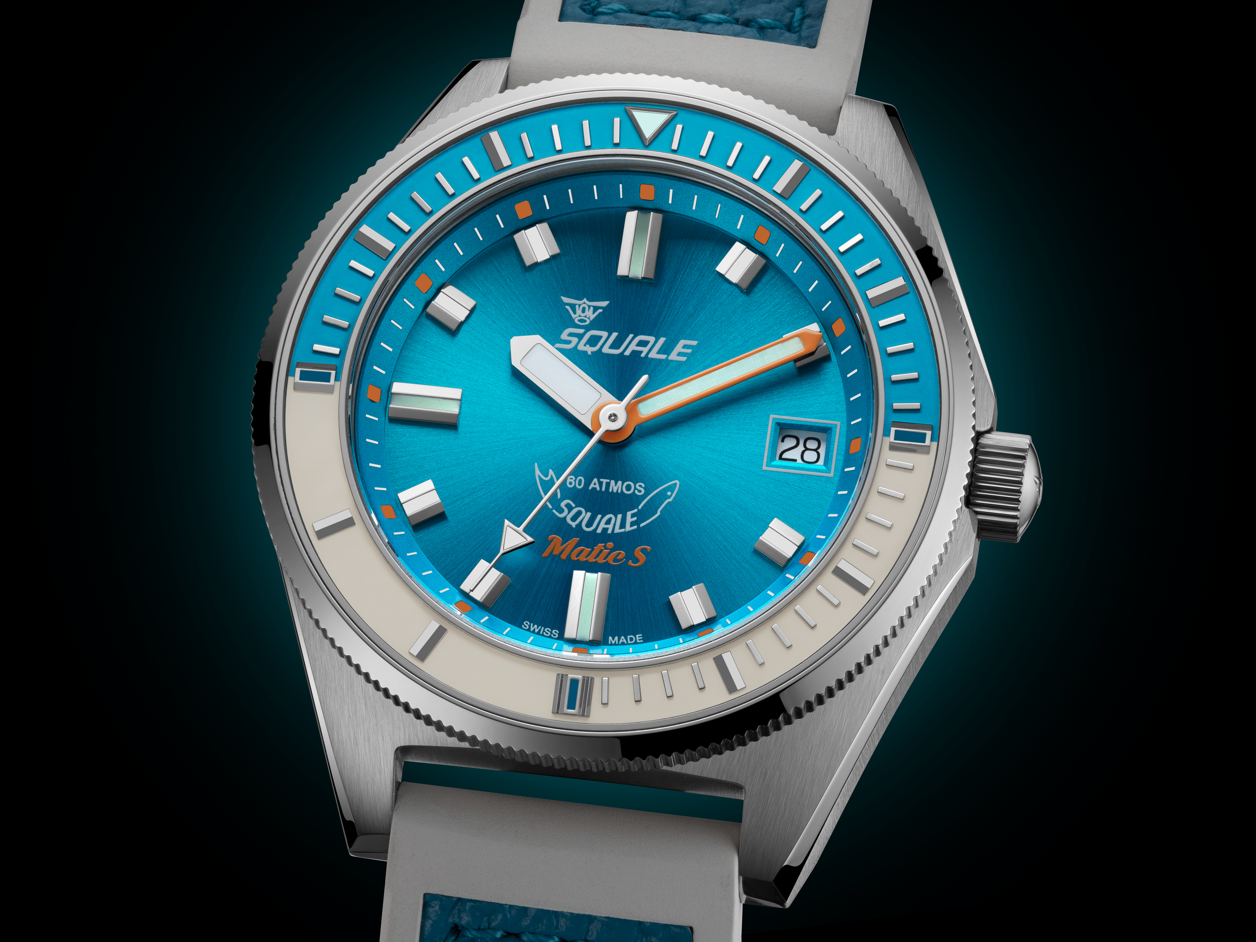 Squale Matic S Light Blue HydroLeather Watch MATICLBWLB.RLWLB Image 9