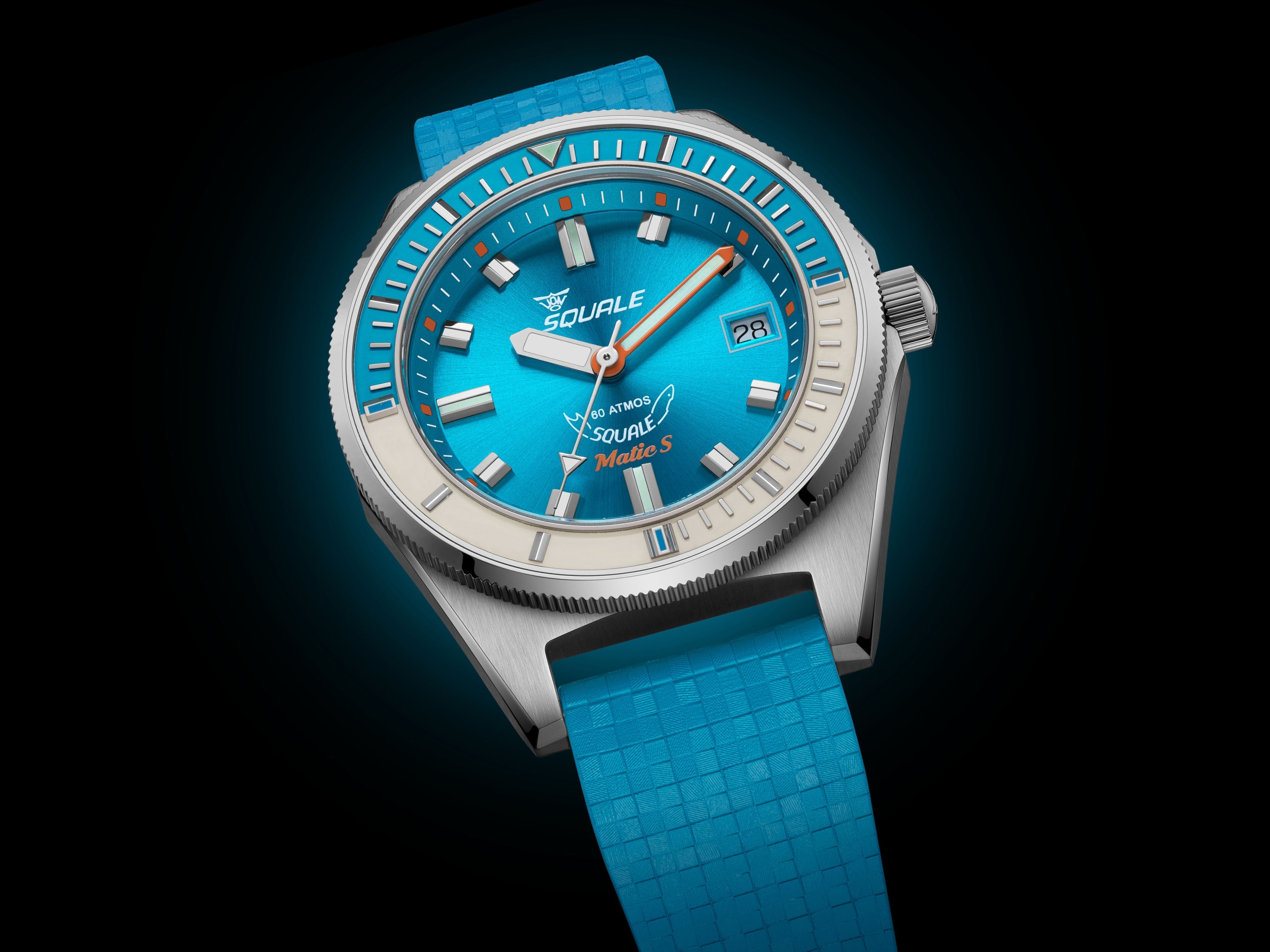 Squale Matic S Light Blue Rubber Watch MATICLBWLB.MRLB Image 3