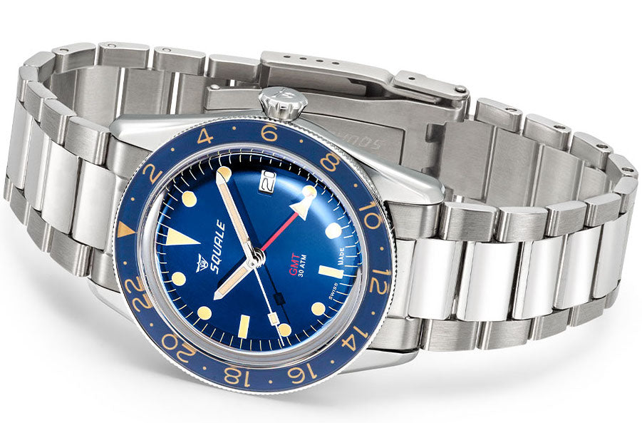 Squale SUB-39 GMT Blue Vintage Bracelet Watch SUB39GMTB.BR22 Image 3