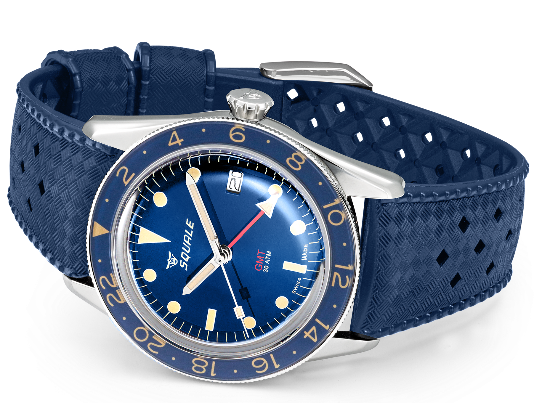 Squale SUB-39 GMT Blue Vintage Rubber Watch SUB39GMTB.HTB Image 4