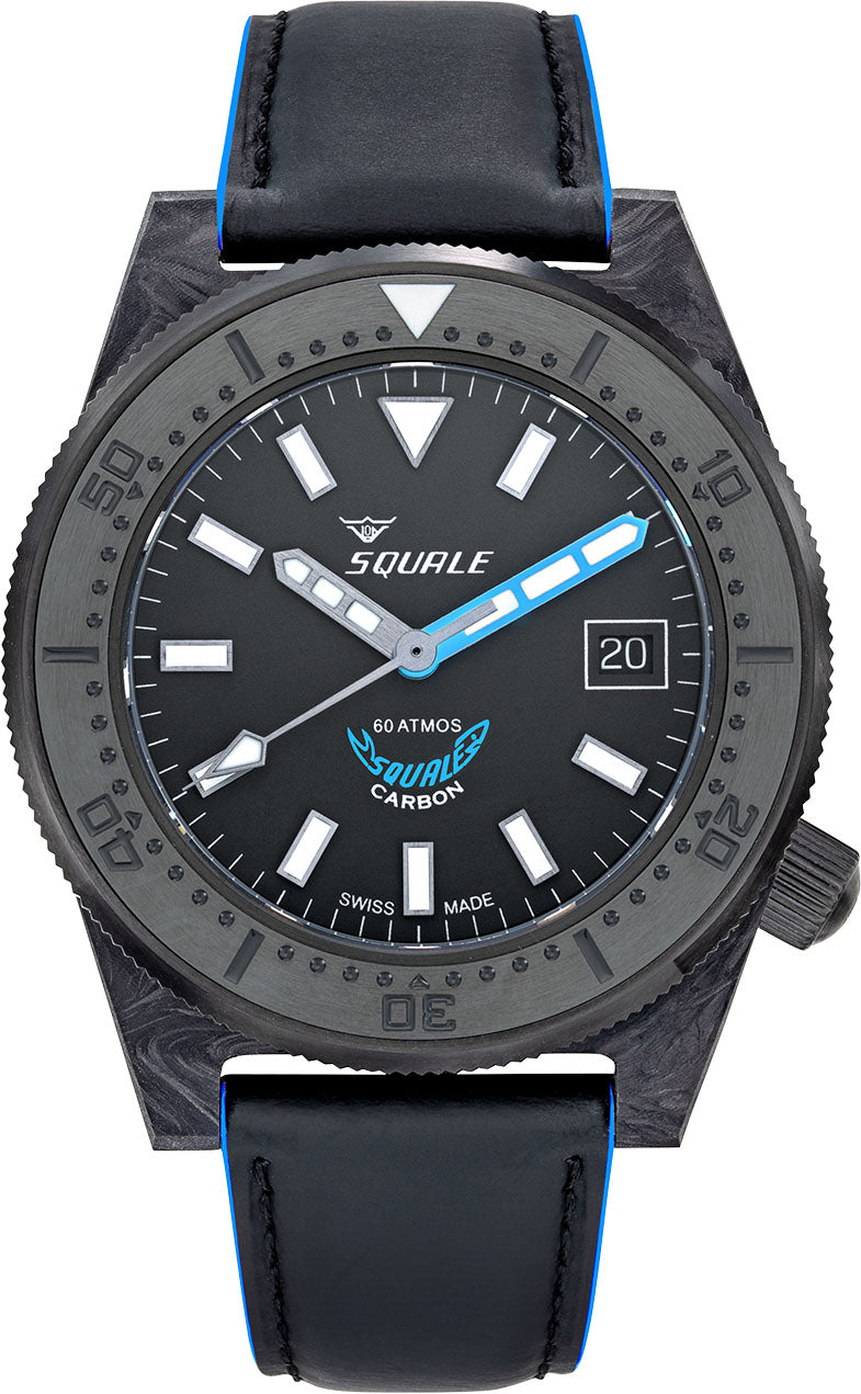 Squale T183 Blue Forged Carbon Leather Watch T183FCBL.CINLEATHOR Image 1
