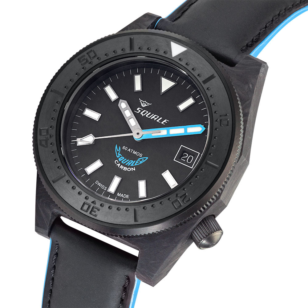 Squale T183 Blue Forged Carbon Leather Watch T183FCBL.CINLEATHOR Image 3