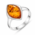 Sterling Silver Amber Wide Marquise Ring