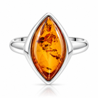 Sterling Silver Amber Wide Marquise Ring – Image 2