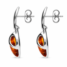 Sterling Silver Baltic Amber Leaf Drop Earrings – Image 2