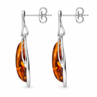 Sterling Silver Orange Amber Open Marquise Drop Earrings – Image 2