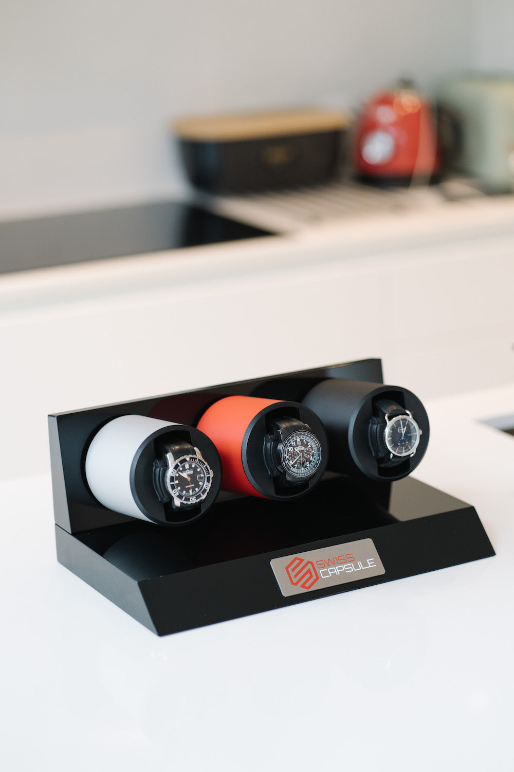 Swiss Capsule Watch Winder Triple Rack Red Silver Black PR3 PC 001 SCR PR3 PC 001 Image 2