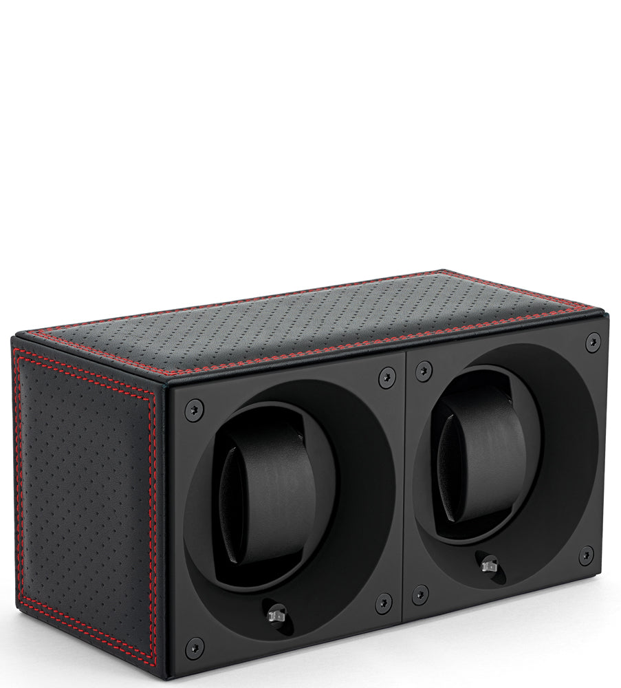 Swiss Kubik Watch Winder Double Masterbox Racing Line Red Stitches SK02-CV-RC-ROUGE Image 1