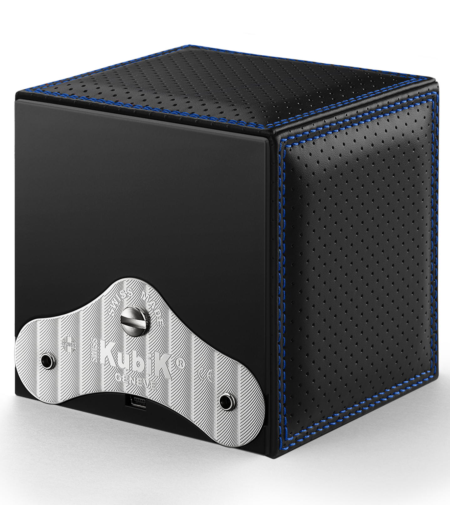 Swiss Kubik Watch Winder Single Masterbox Racing Line Blue Stitching SK01-CV-RC-BLEU Image 2