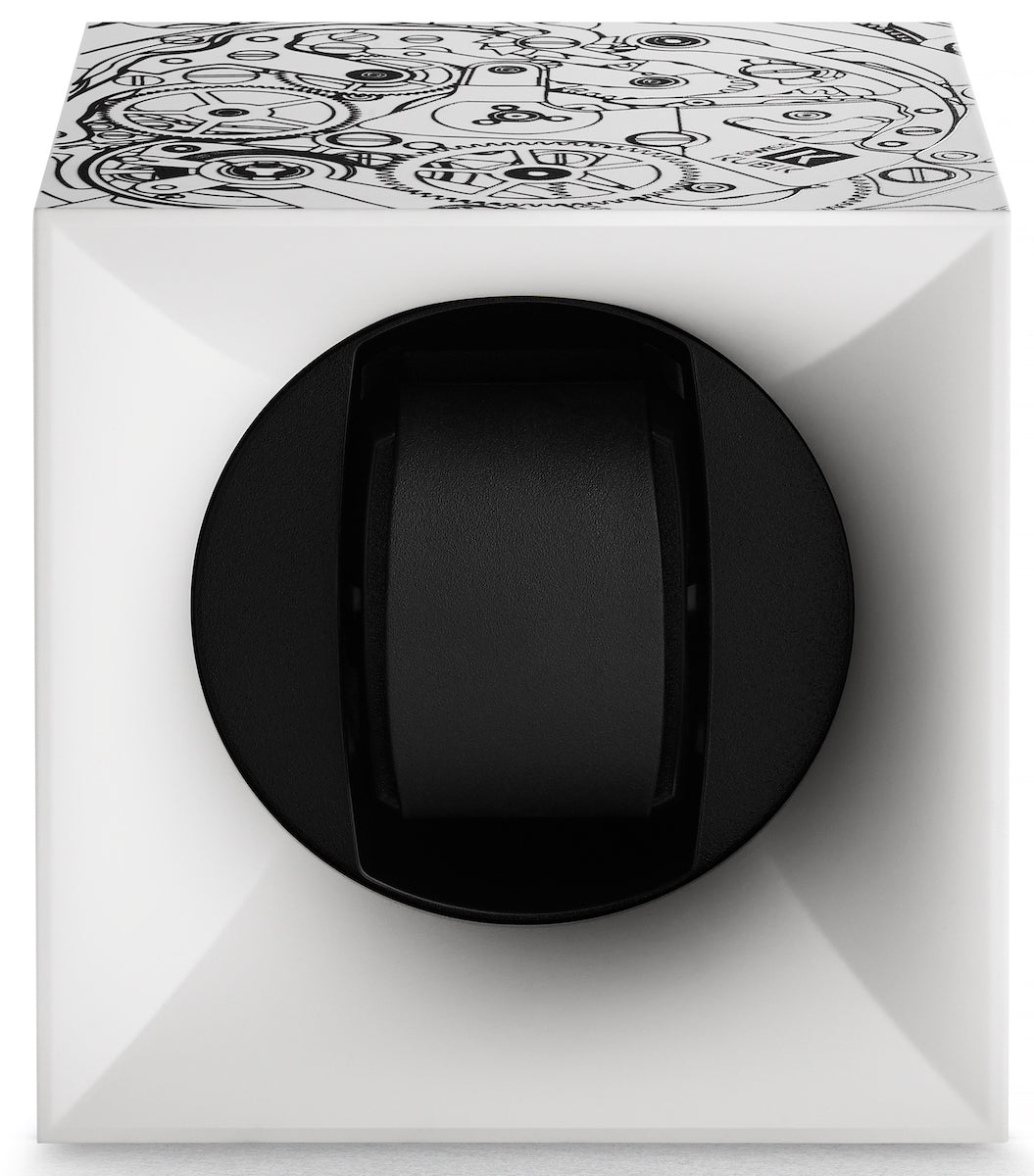 Swiss Kubik Watch Winder Single Startbox White Black Print SK01.STB.013.MVT Image 1