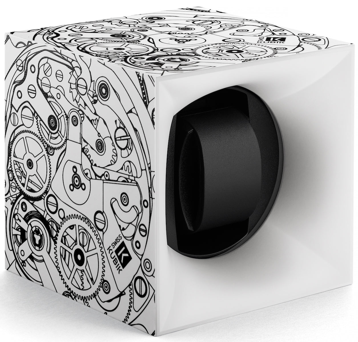 Swiss Kubik Watch Winder Single Startbox White Black Print SK01.STB.013.MVT Image 3