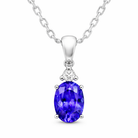 Tivon 18ct White Gold Tanzanite Diamond Oval Cut Necklace CPW1SOV6TV Image 1