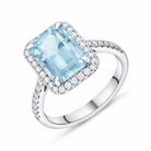 Tivon Platinum Santa Maria Aquamarine Diamond Emerald Cut Cluster Ring RWP1690-SAQ Image 1