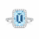 Tivon Platinum Santa Maria Aquamarine Diamond Emerald Cut Cluster Ring RWP1690-SAQ Image 3