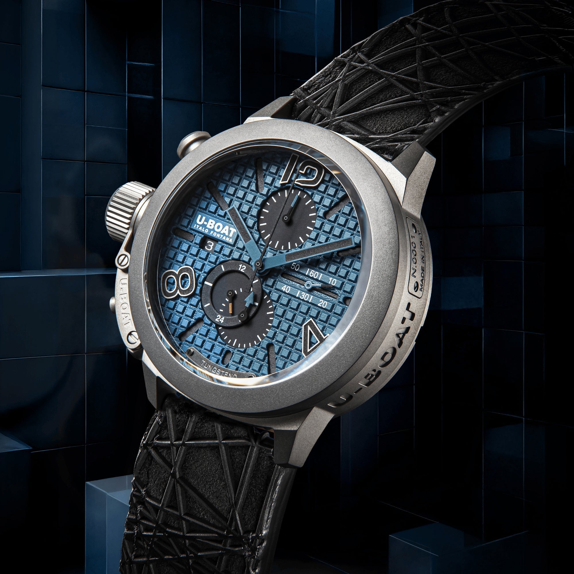 U-Boat Classico 45 Titanium Chronograph Tungsten Blue Limited Edition Watch 3003 Image 4