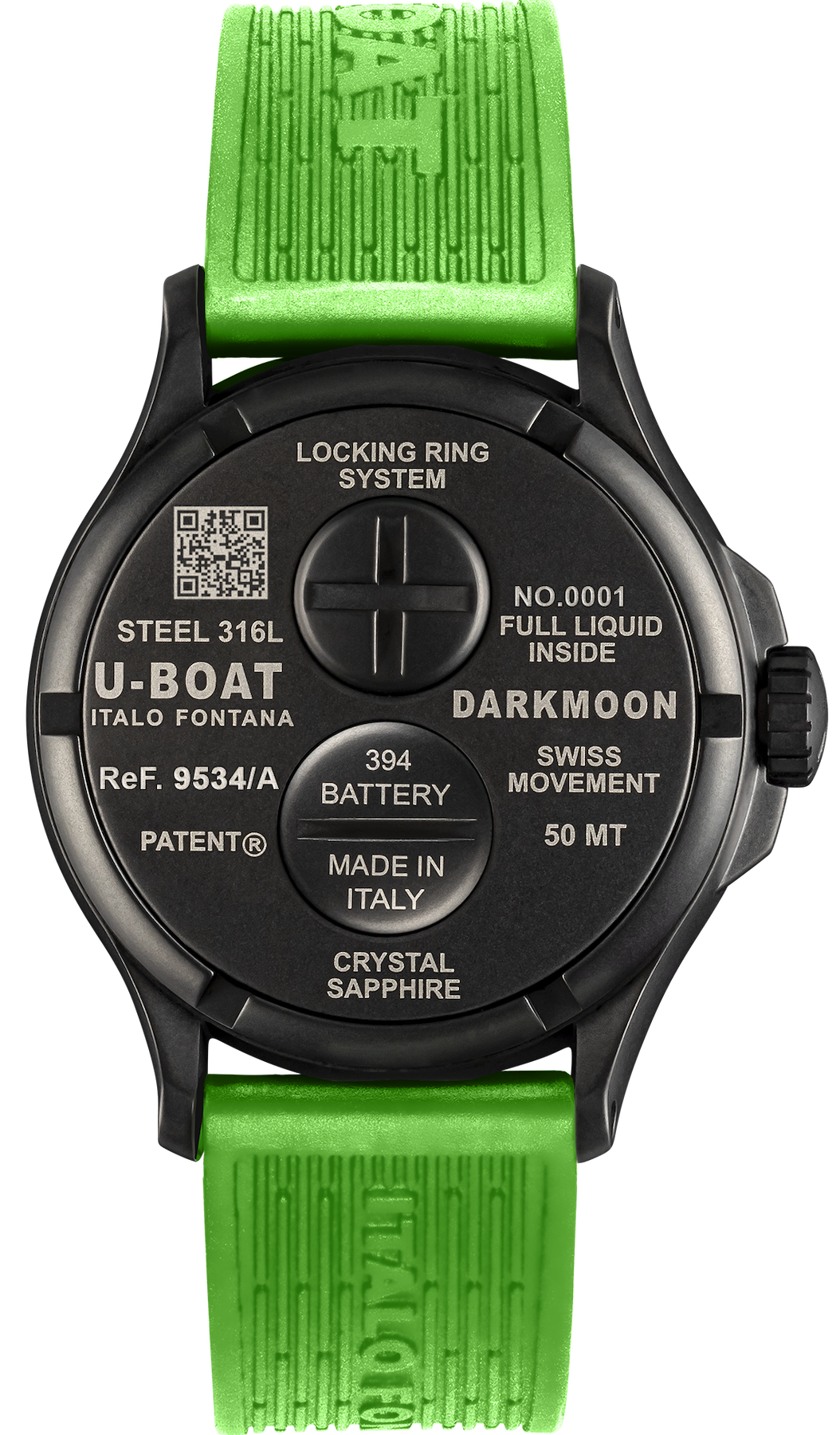 U-Boat Darkmoon 44 Black Green Curve PVD Watch D UBT-1071 Image 2