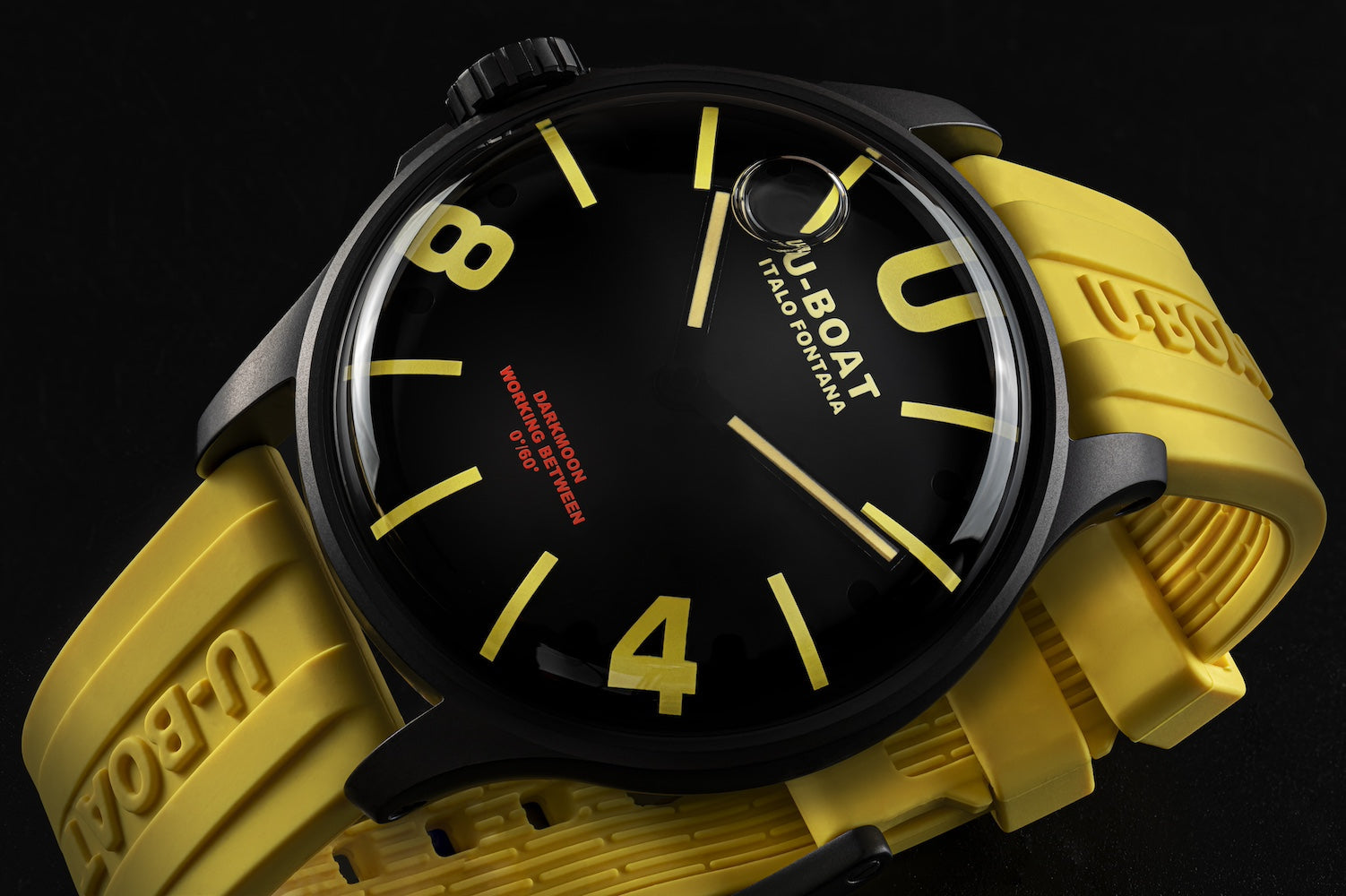 U-Boat Darkmoon 44 Black Yellow Curve PVD Watch D UBT-1068 Image 3