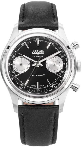 Vulcain Chronograph 38mm Black Silver Leather Watch 640109A00.BAC201 Image 1