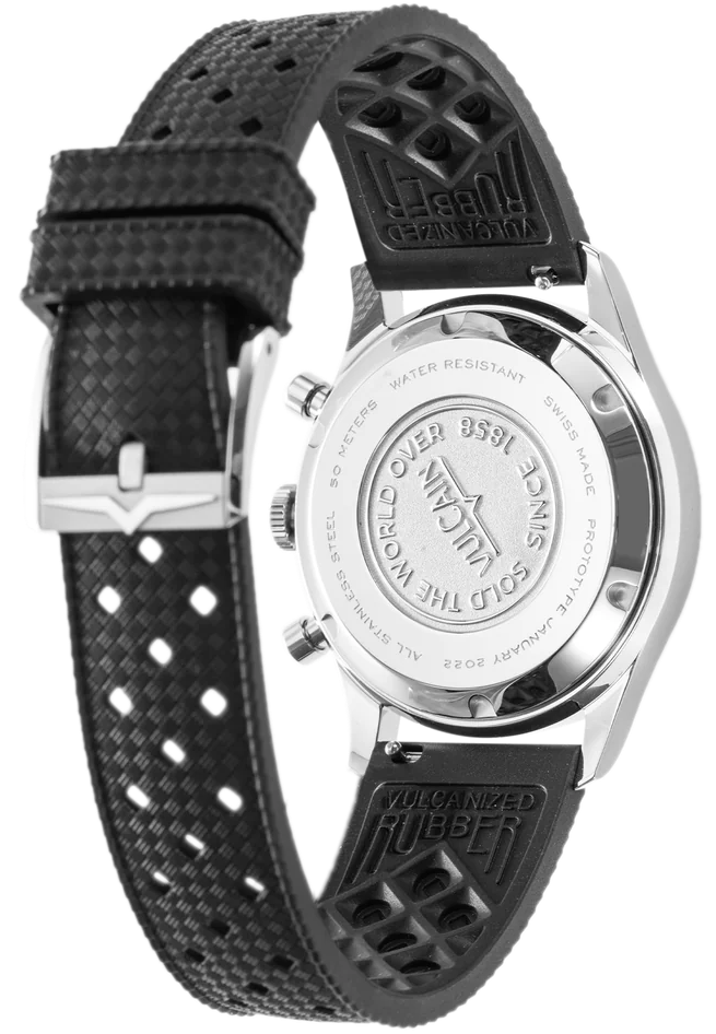 Vulcain Chronograph 38mm Black Silver Rubber Watch 640109A00.BAC243 Image 2