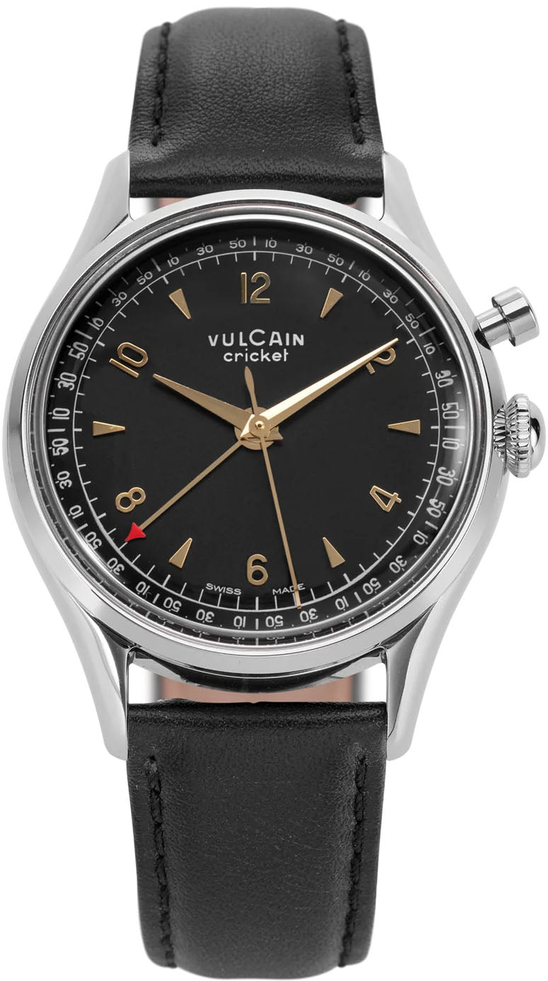 Vulcain Cricket Tradition 36mm Black & Gold Leather Watch 100169A06.BAC301 Image 1