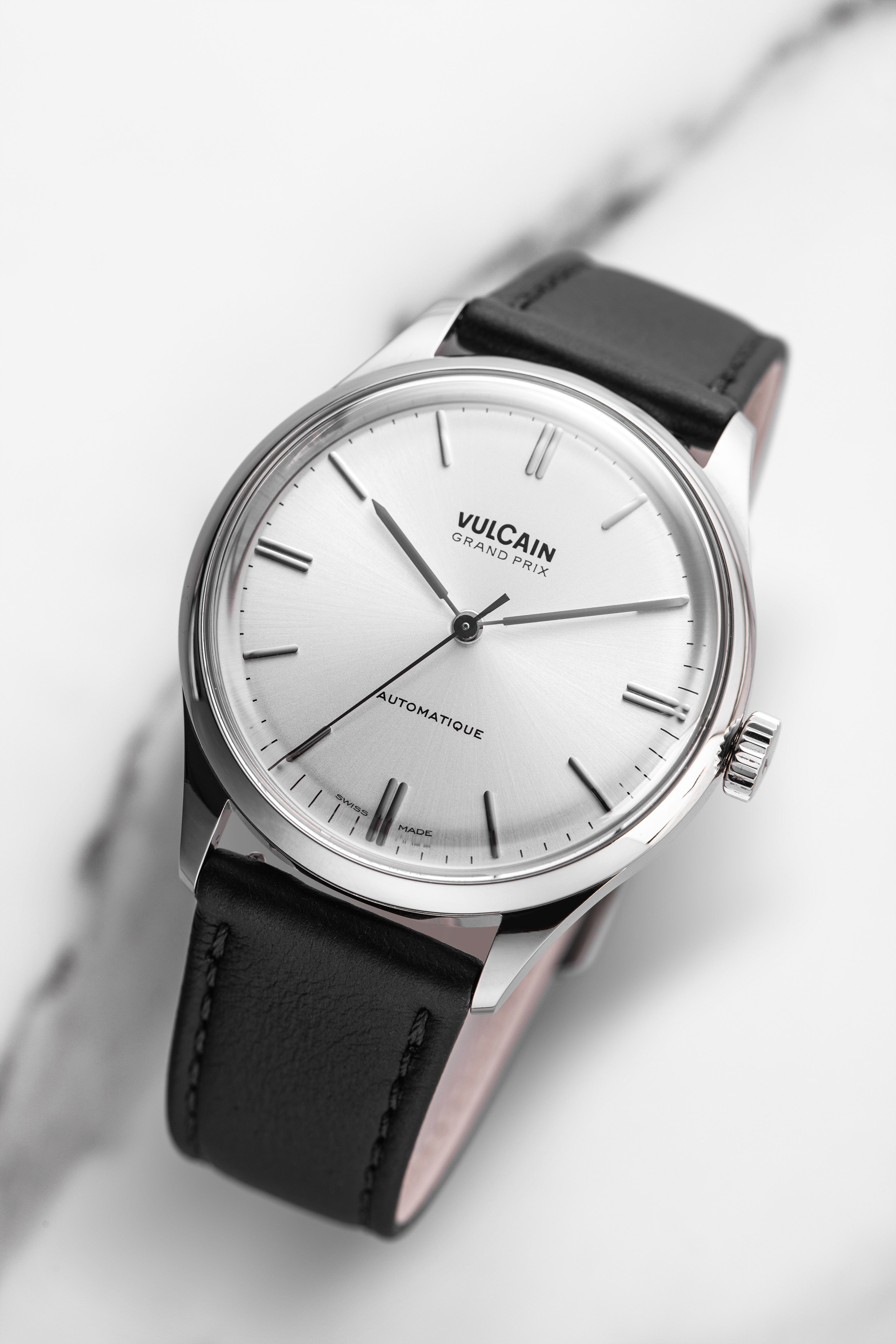 Vulcain Grand Prix Silver Black Calf Leather Watch 670171A50.BAC201 Image 4