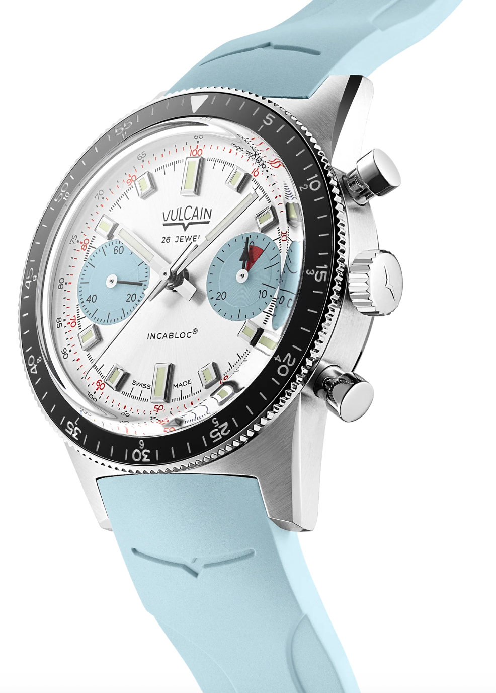 Vulcain Skindiver Chronograph Ice Blue Rubber Limited Edition Watch VLC-104 Image 2