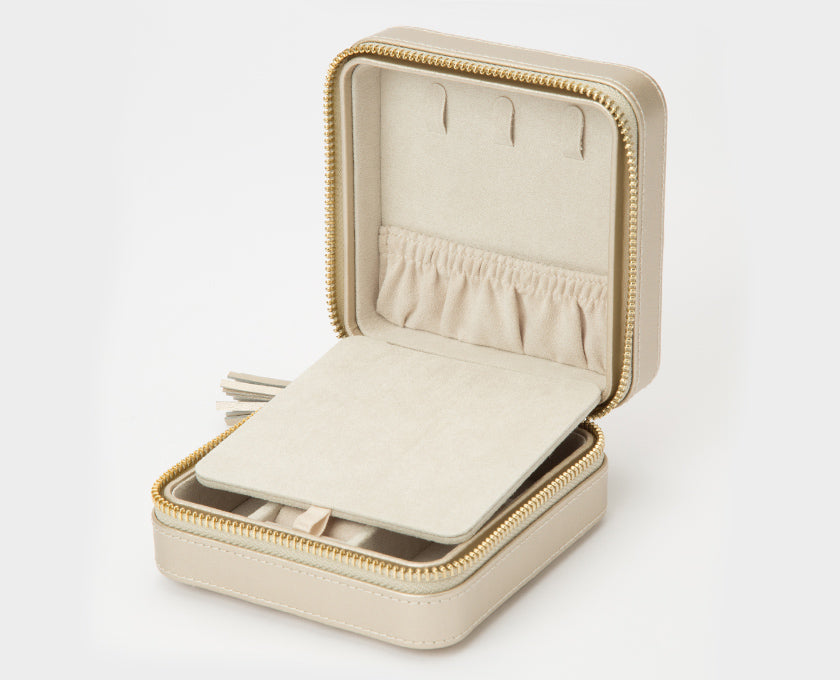 Wolf Jewellery Case Caroline Zip Travel Champagne 329946 Image 4