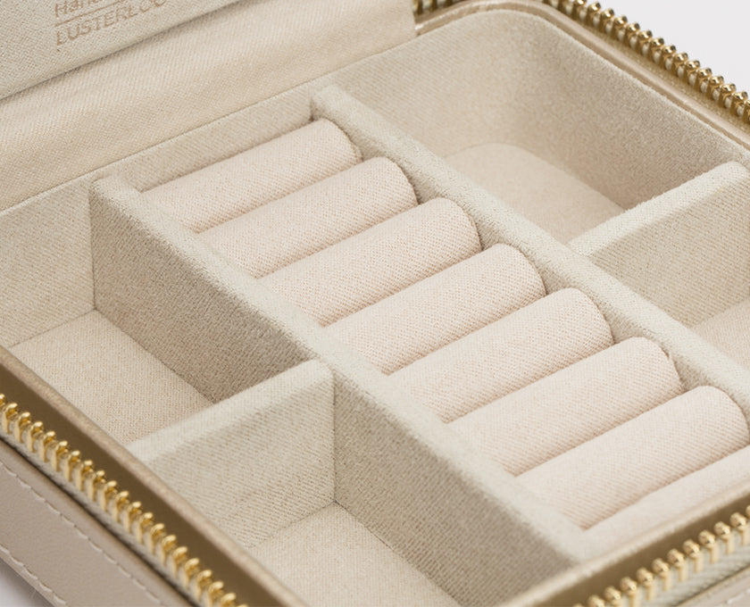 Wolf Jewellery Case Caroline Zip Travel Champagne 329946 Image 5