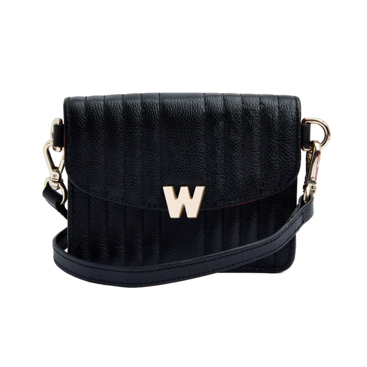 Wolf Mimi Collection Leather Black Mini Bag with Wristlet and Lanyard 768402 Image 1