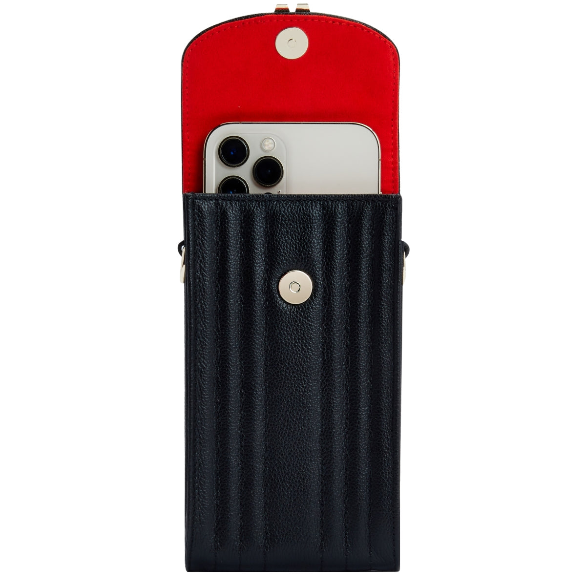 Wolf Mimi Collection Leather Black Phone Case with Wristlet and Lanyard 768502 Image 3