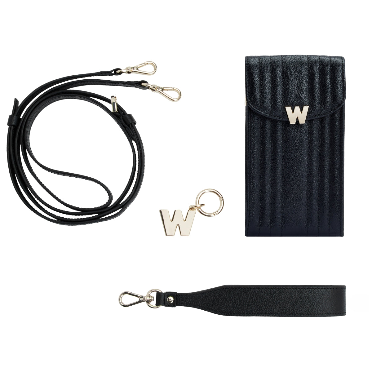 Wolf Mimi Collection Leather Black Phone Case with Wristlet and Lanyard 768502 Image 5