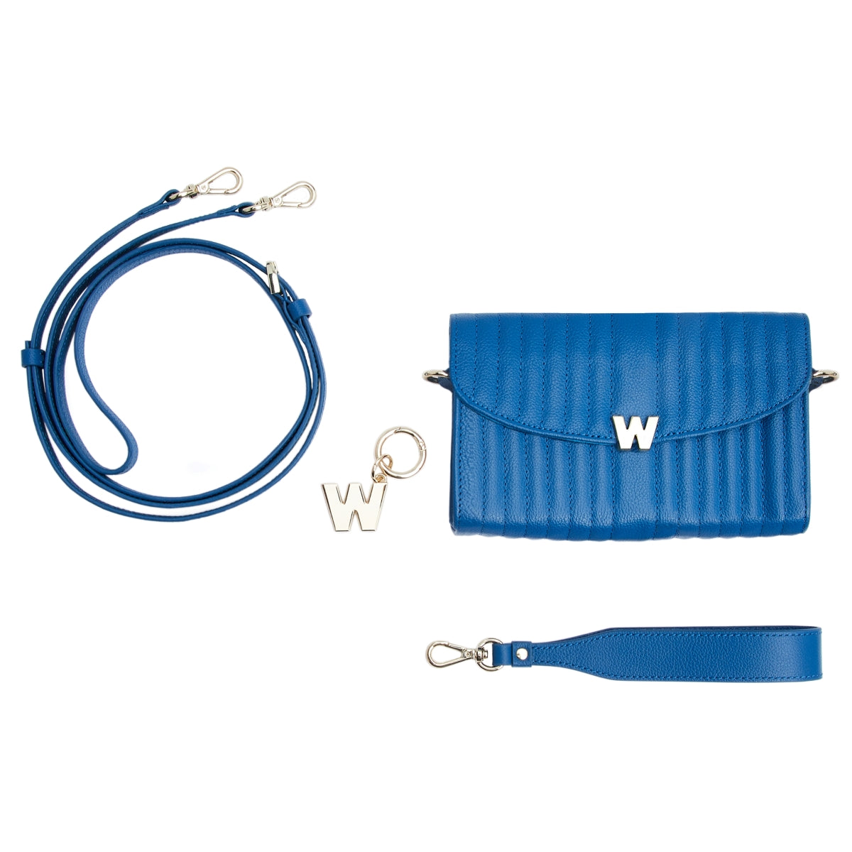 Wolf Mimi Collection Leather Blue Crossbody Bag with Wristlet 768324 Image 4