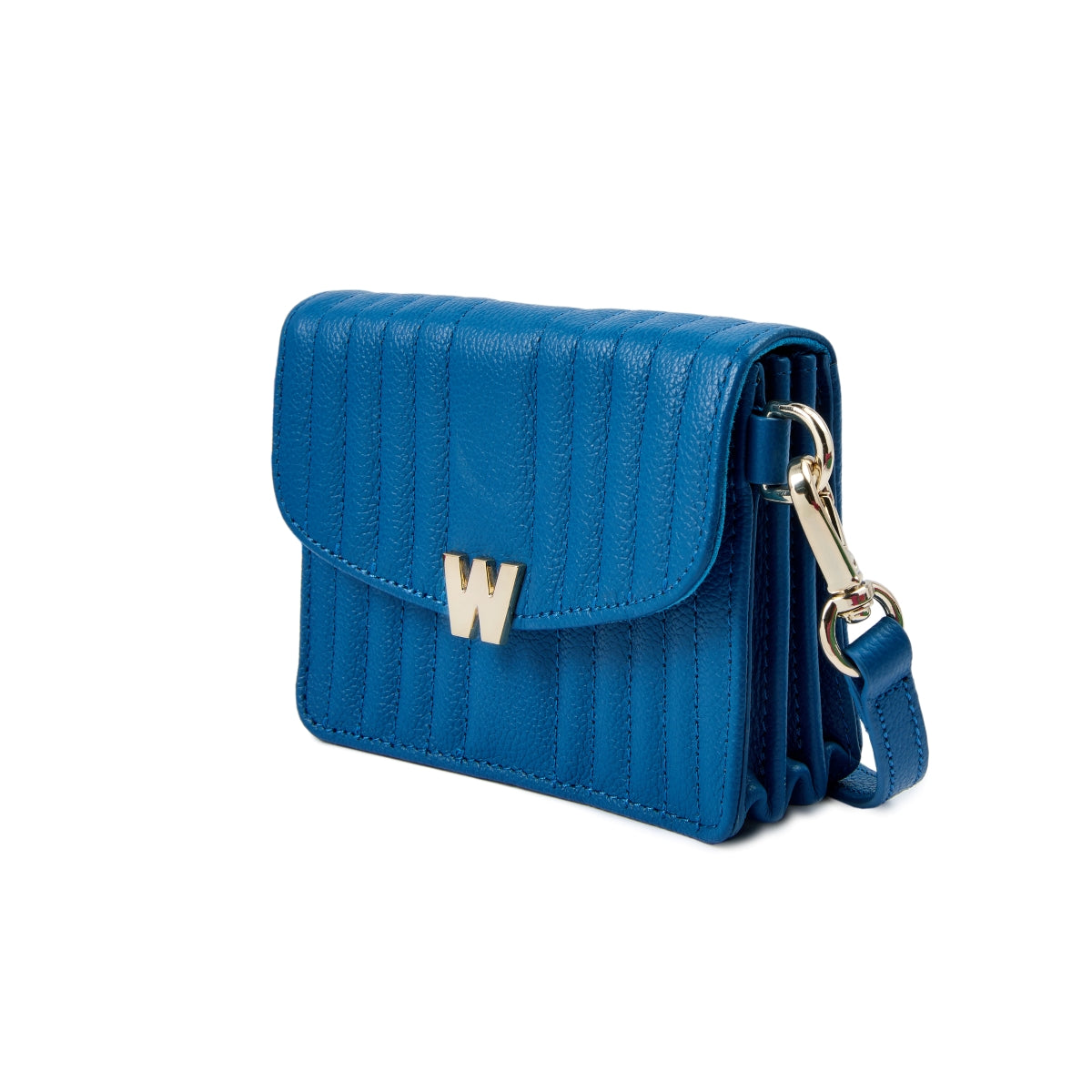 Wolf Mimi Collection Leather Blue Mini Bag with Wristlet and Lanyard 768424 Image 3