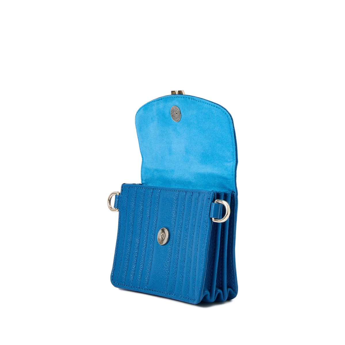Wolf Mimi Collection Leather Blue Mini Bag with Wristlet and Lanyard 768424 Image 5