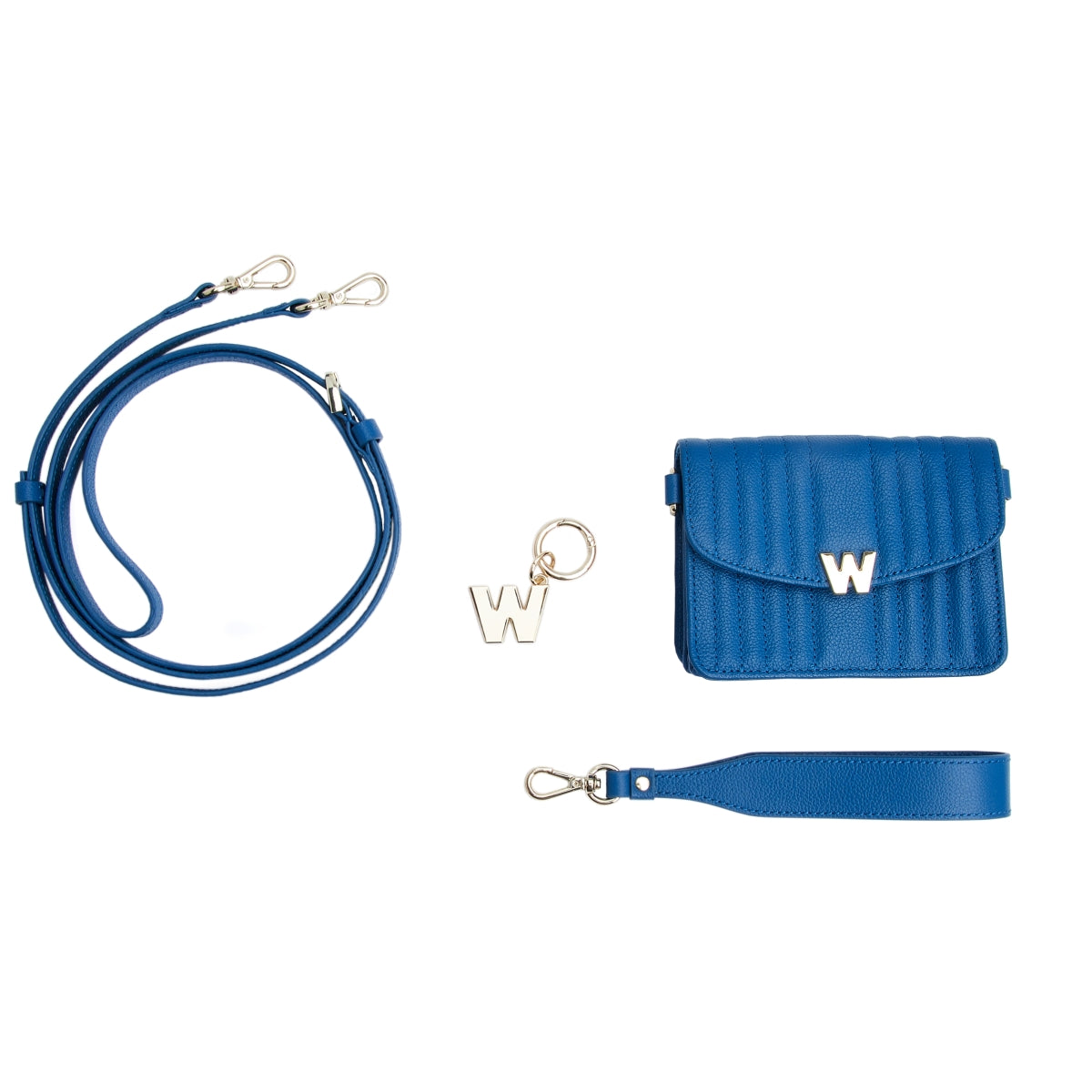 Wolf Mimi Collection Leather Blue Mini Bag with Wristlet and Lanyard 768424 Image 6